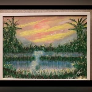 Original Fine Art Palm Tree Painting Unframed